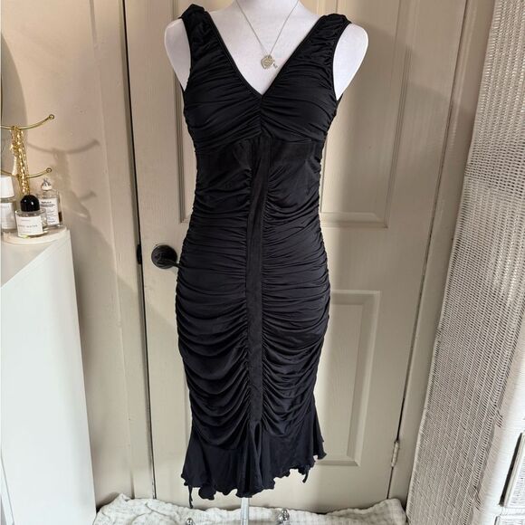 Y2K Sue Wong Deadstock Bodycon Midi Sexy Timeless LBD Ethereal Whymsy Dress - Picture 11 of 11